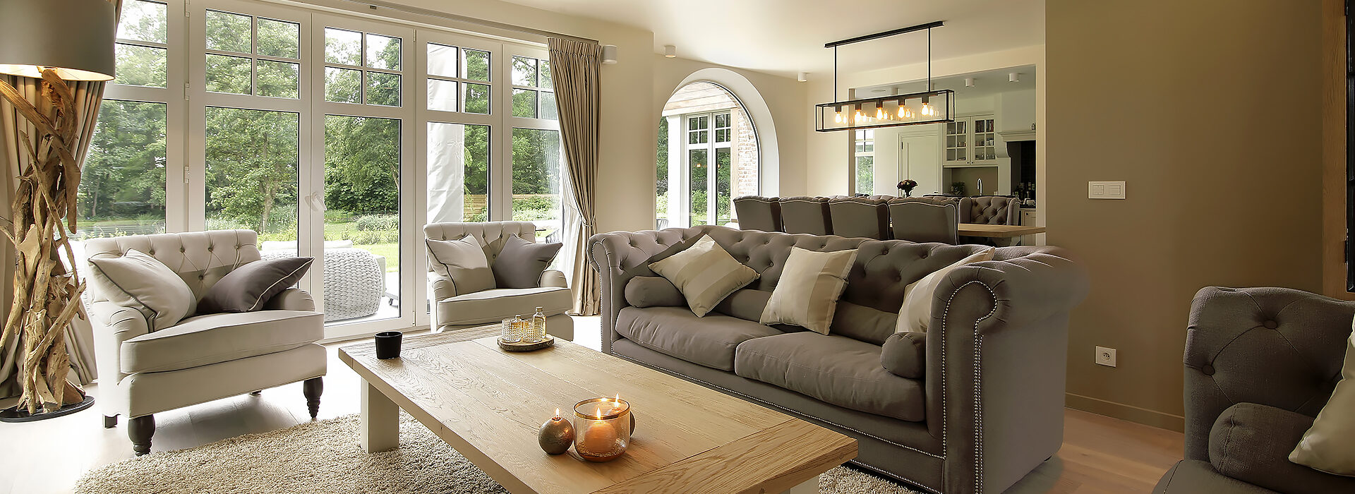 a living room with a couch and a coffee table