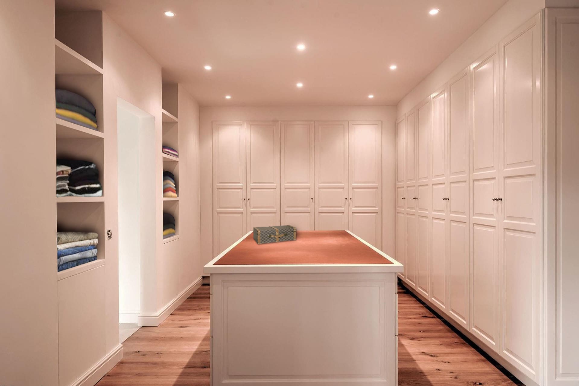 Lange dressing met een eiland in het midden