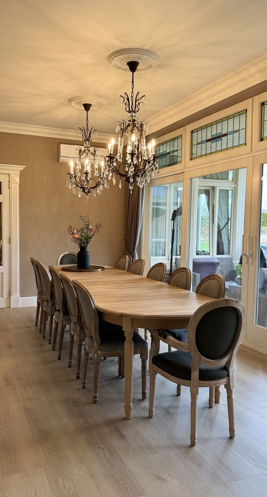 Country lighting in living room with driftwood lamps